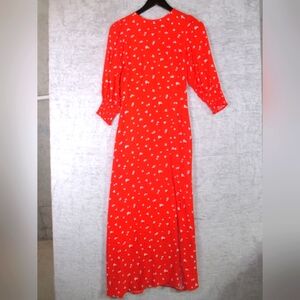 Brand new Mango Red Floral 3/4 sleeve midi dress